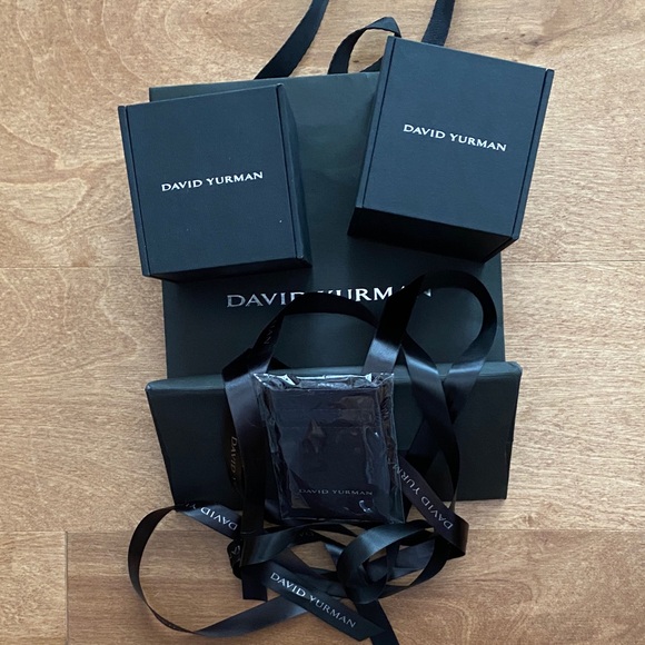 David Yurman Two Black Jewelry Gift Boxes with Bag. 2 Ribbons, 1 Small Cloth Bag - Picture 3 of 10